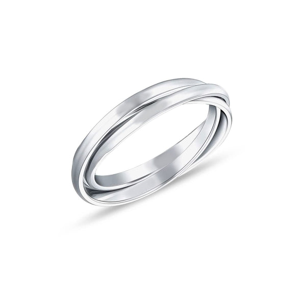 925 Sterling Silver Triple Band Interlocking Finger Ring for Women Teen