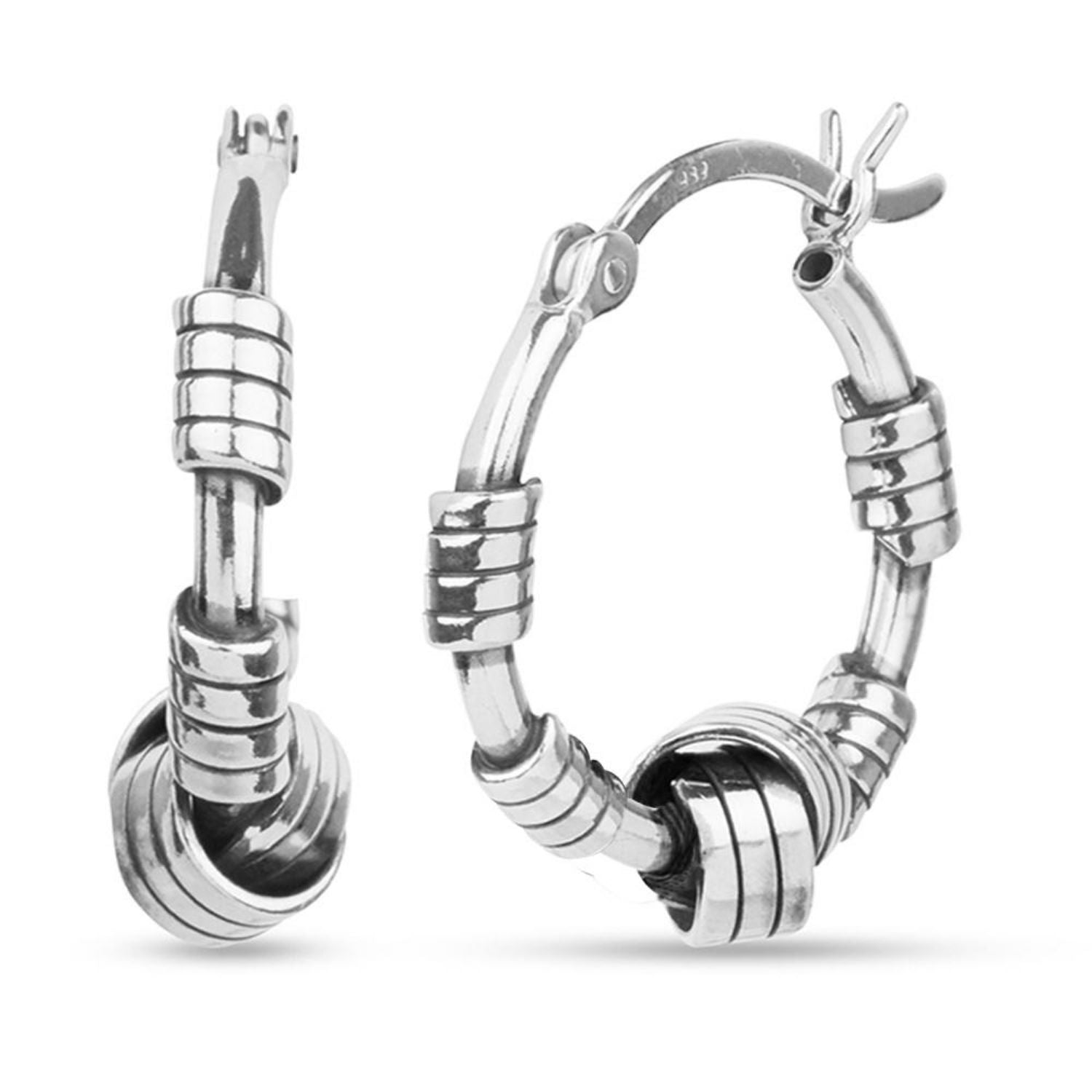 925 Sterling Silver Antique Tribal Hoop Earrings for Teen Women