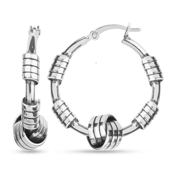 925 Sterling Silver Antique Tribal Hoop Earrings for Teen Women