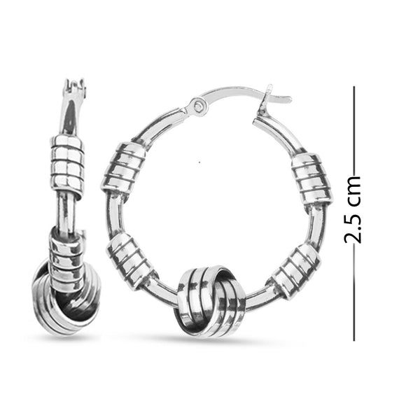 925 Sterling Silver Antique Tribal Hoop Earrings for Teen Women