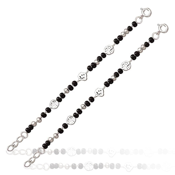 925 Sterling Silver Black Bead Nazariya Bracelet for Kids