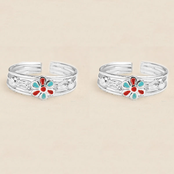 925 Sterling Silver Designer Floral Enamel Toerings for Women