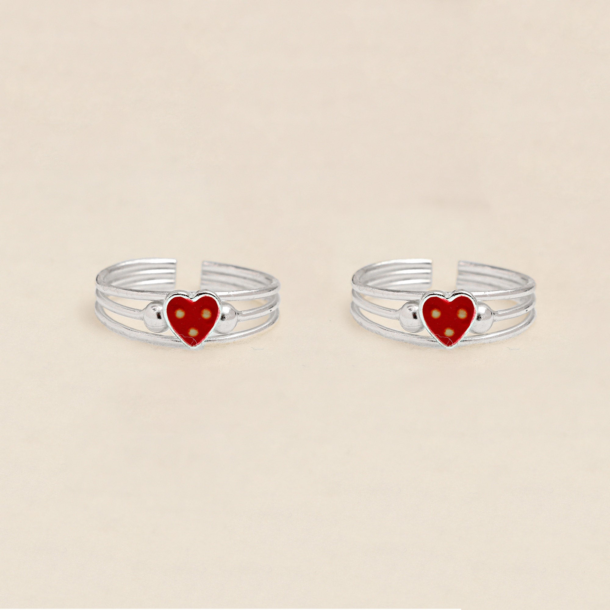 925 Sterling Silver Women's Designer Heart Enamel Toerings