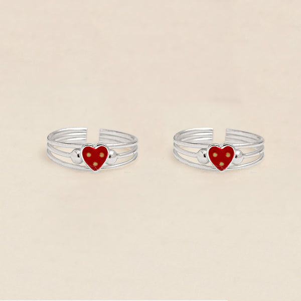 925 Sterling Silver Women's Designer Heart Enamel Toerings