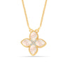 925 Sterling Silver 18K Gold-Plated Mother of Pearl Four Leaf Cubic-Zirconia Pendant Necklace for Women Teen