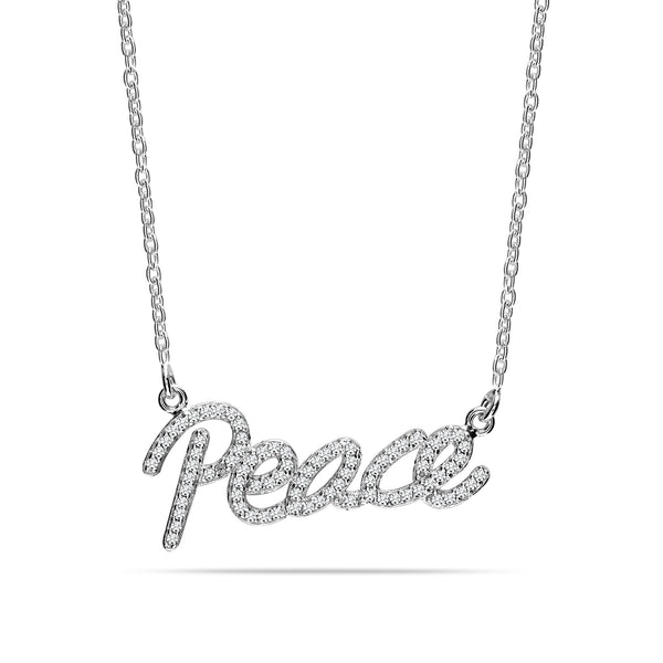 925 Sterling Silver Multi CZ Peace Pendant Necklace for Women and Girls