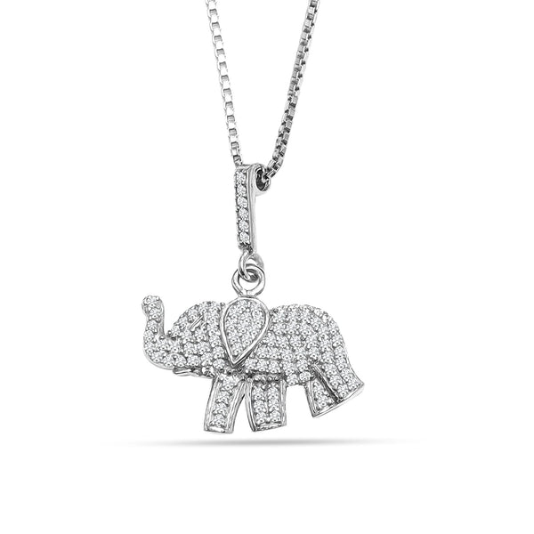 925 Sterling Silver Micro Pave CZ Elephant Pendant Necklace for teen Women