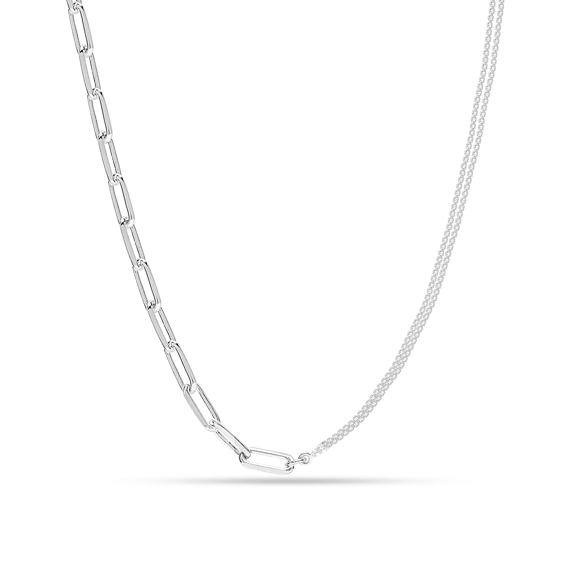 925 Sterling Silver Italian Duality Chain Necklace for Women