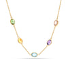 925 Sterling Silver Gold-Plated Multi Natural Birthstone Necklace for Women