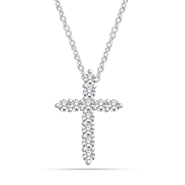 925 Sterling Silver Cubic Zirconia Cross Charm Pendant Necklace for Women Teen