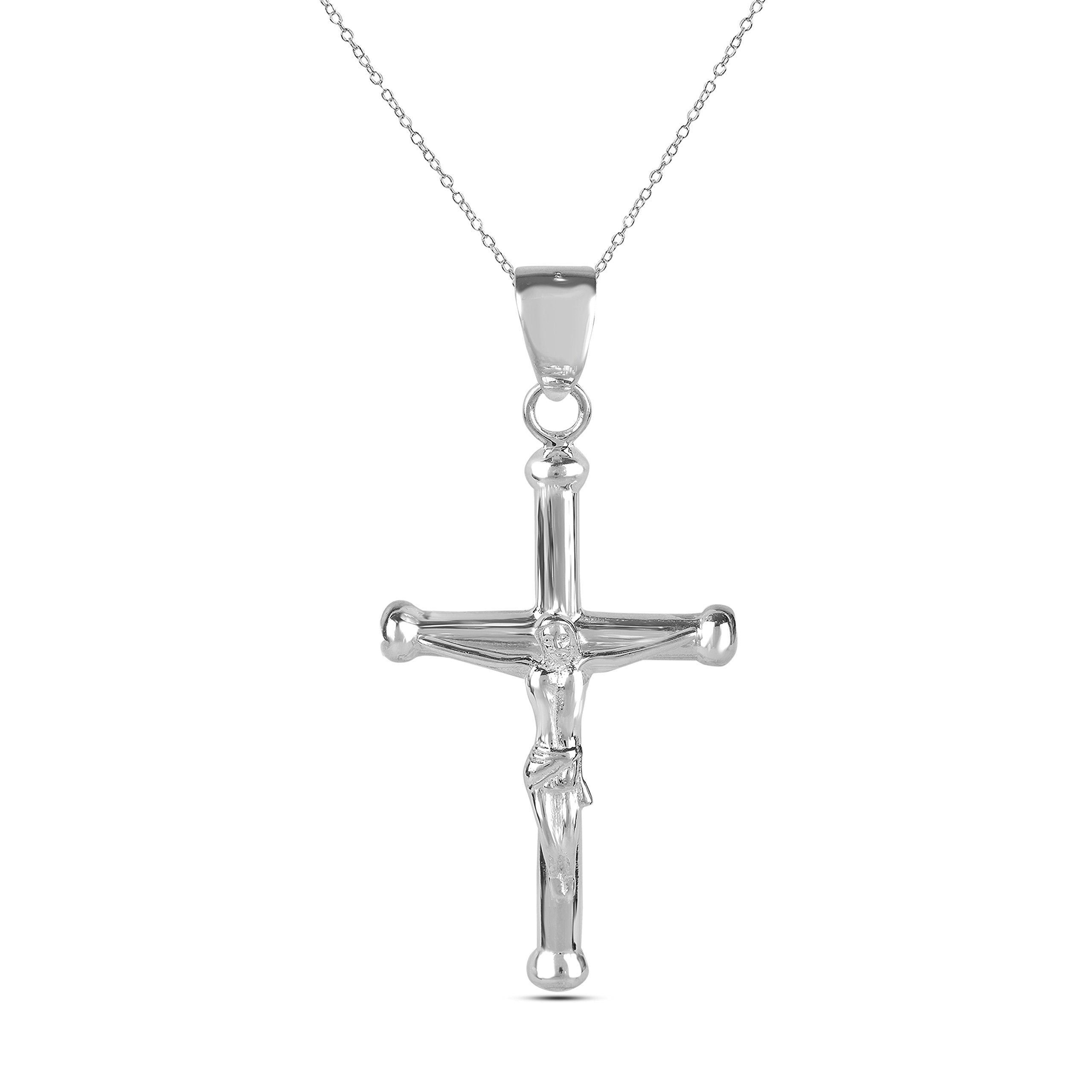 925 Sterling Silver Jesus Christ Crucifix Pendant Necklace with Chain for Men