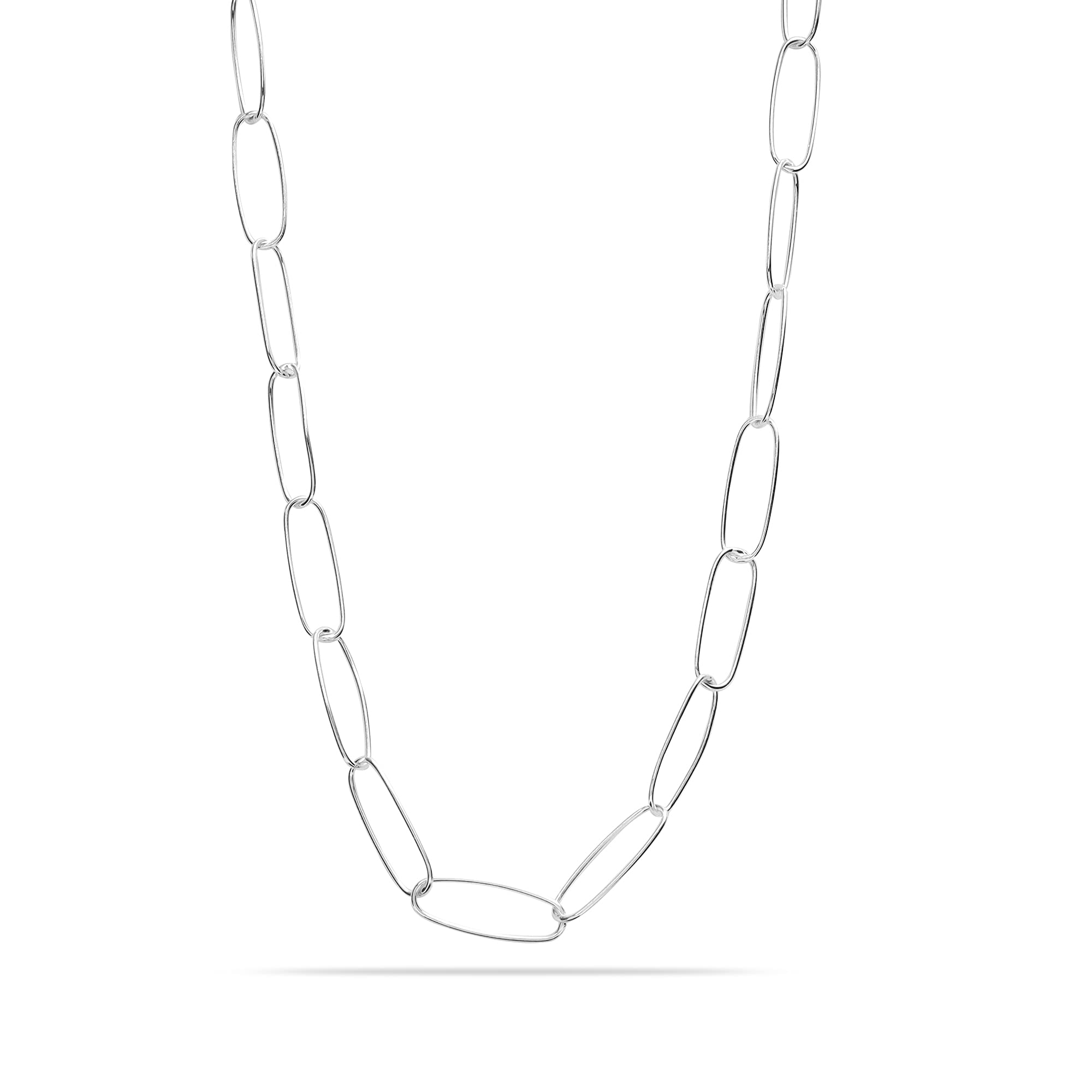 925 Sterling Silver Italian Paperclip Link Chain Necklace for Women