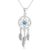 925 Sterling Silver Antique Blue Stone David Star Dream Catcher Pendant for Women