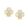 925 Sterling Silver 14K Gold-Plated Mother of Pearl 4 Clover Leaf Stud Earring for Women Teen