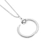 925 Sterling Silver Cubic Zirconia Texture O Charm Pendant Necklace for Women Teen