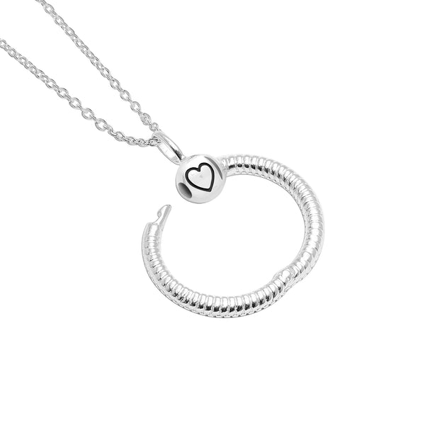 925 Sterling Silver Cubic Zirconia Texture O Charm Pendant Necklace for Women Teen