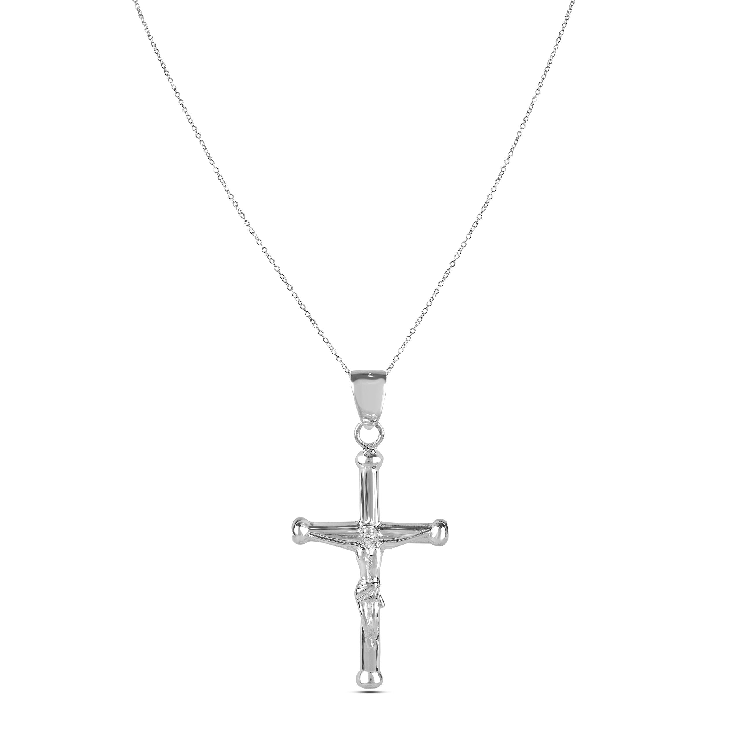 925 Sterling Silver Jesus Christ Crucifix Pendant Necklace with Chain for Men