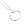 925 Sterling Silver Texture O Pendant Necklace for Women Teen