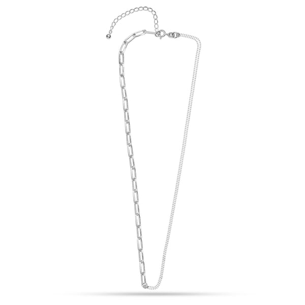 925 Sterling Silver Italian Duality Chain Necklace for Women