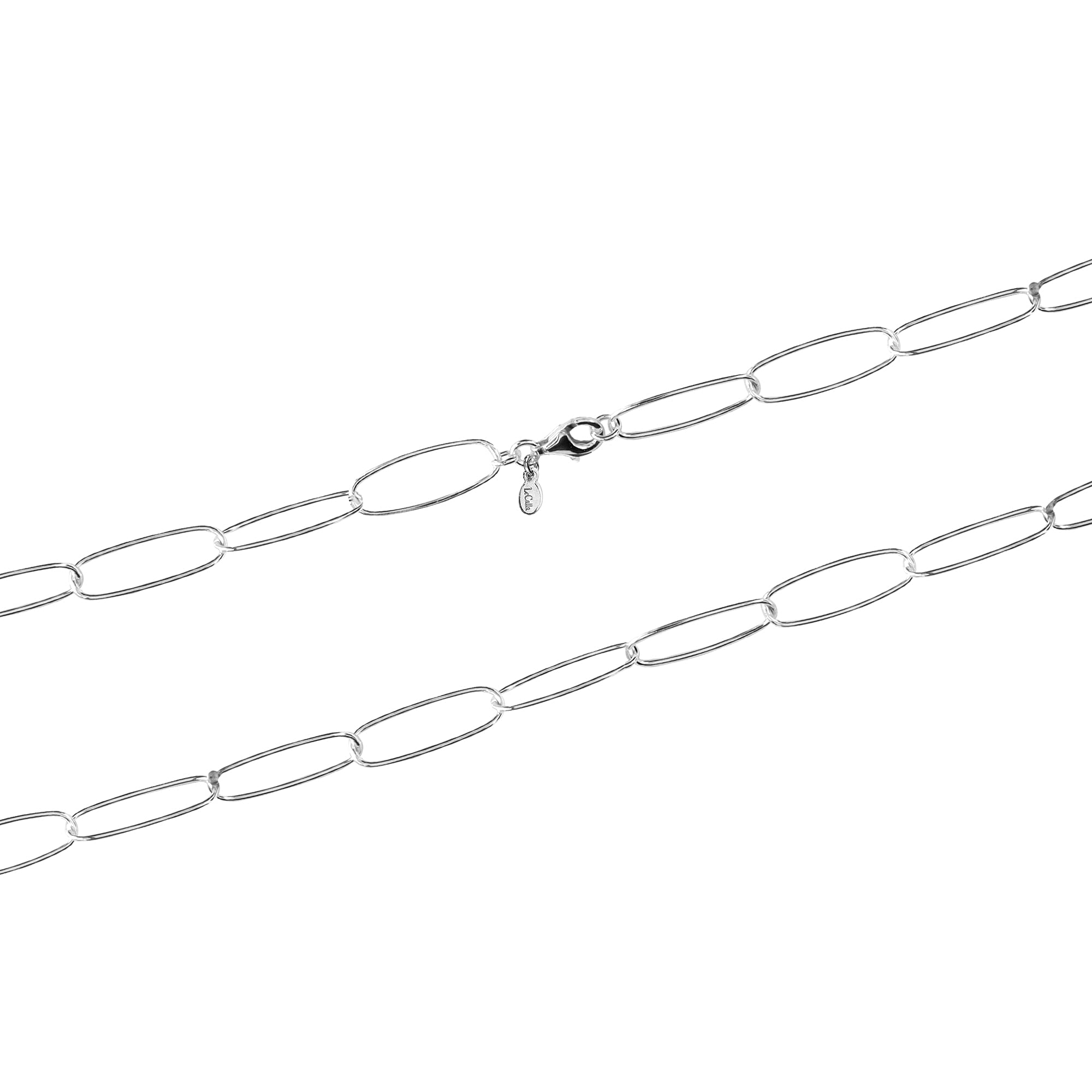 925 Sterling Silver Italian Paperclip Link Chain Necklace for Women