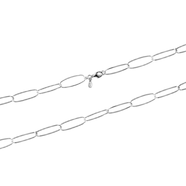 925 Sterling Silver Italian Paperclip Link Chain Necklace for Women