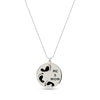 925 Sterling Silver Round Disc with Foot Print Me and Mom Engraved Pendant with Cable Chain for Women