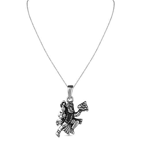 925 Sterling Silver Antique Lord Hanuman Pendant Necklace for Men and Boys