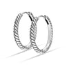 925 Sterling Silver Antique Texture Charms Huggie Hoop Earring for Women Teen 25MM