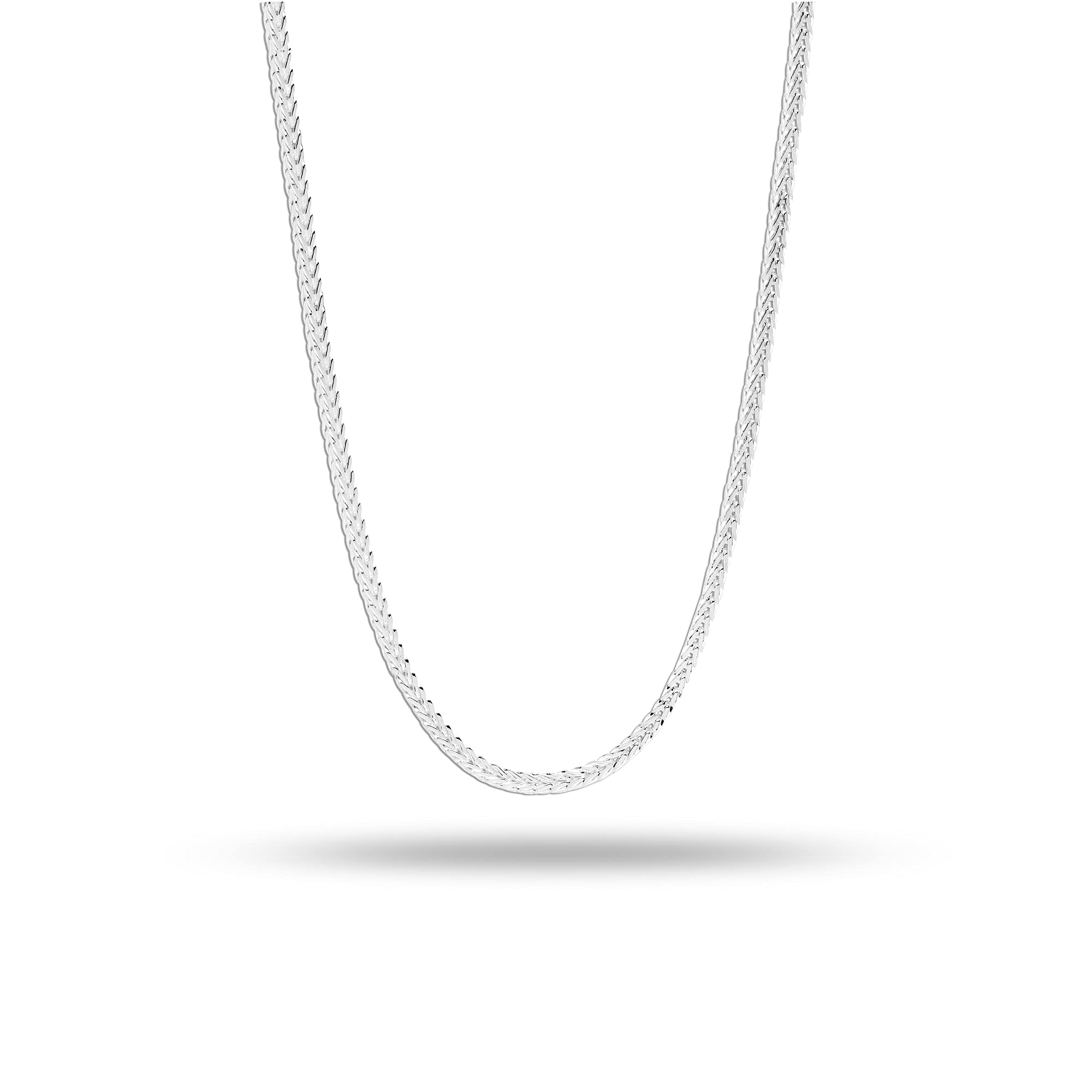 925 Sterling Silver Italian Adjustable Fox Tail Spiga Chain Necklace for Women 61 CM