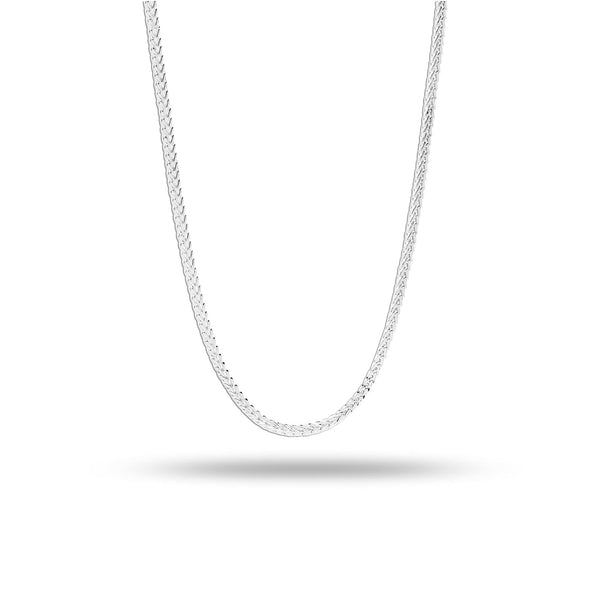 925 Sterling Silver Italian Adjustable Fox Tail Spiga Chain Necklace for Women 24 Inches