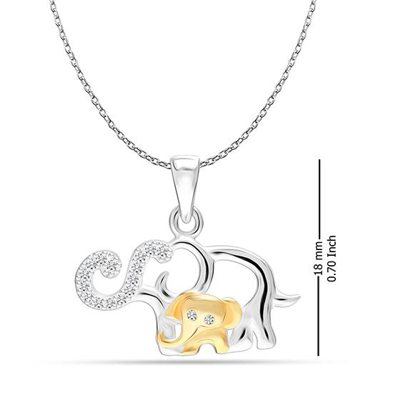 925 Sterling Silver Jewellery Mom and Baby Elephant Charm Cubic-Zirconial Necklace Pendant for Women Teen