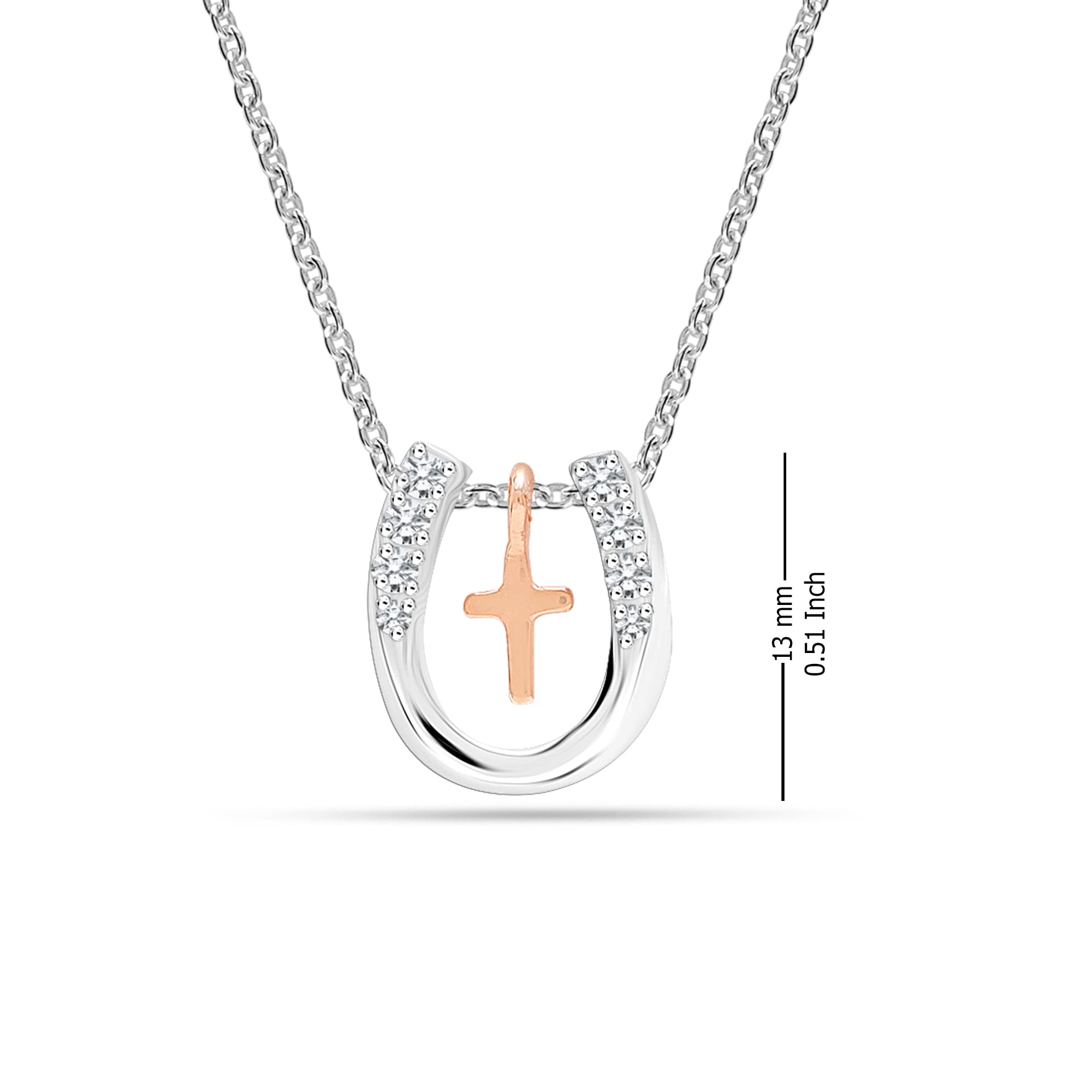 925 Sterling Silver Lucky Embrace Cross Horseshoe Pendant Necklace Jewelry Gifts for Women Teen