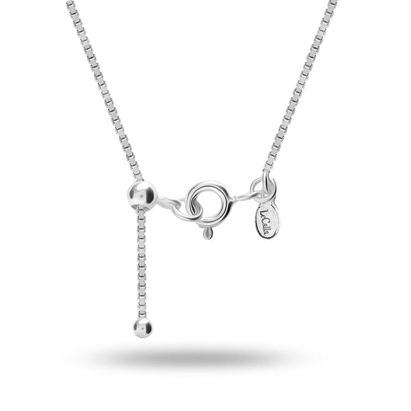 925 Sterling Silver Italian Adjustable Box Chain Necklace for Women 61 CM