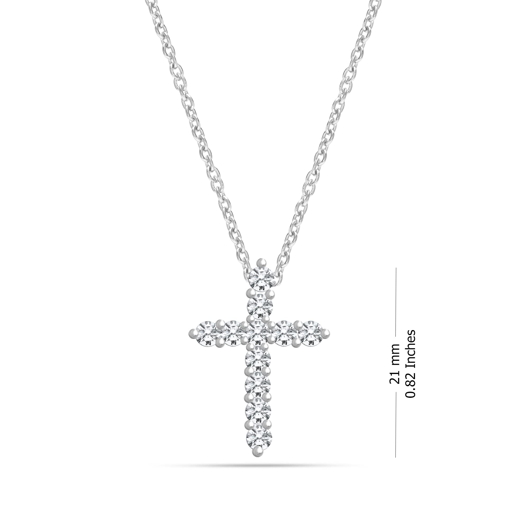 925 Sterling Silver Cubic Zirconia Cross Charm Pendant Necklace for Women Teen