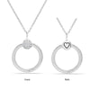 925 Sterling Silver Cubic Zirconia Texture O Charm Pendant Necklace for Women Teen