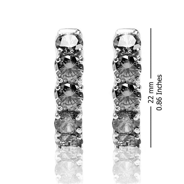 925 Sterling Silver Cubic-Zirconia Rhodium-Plated Huggie Hoop Earring for Wonem