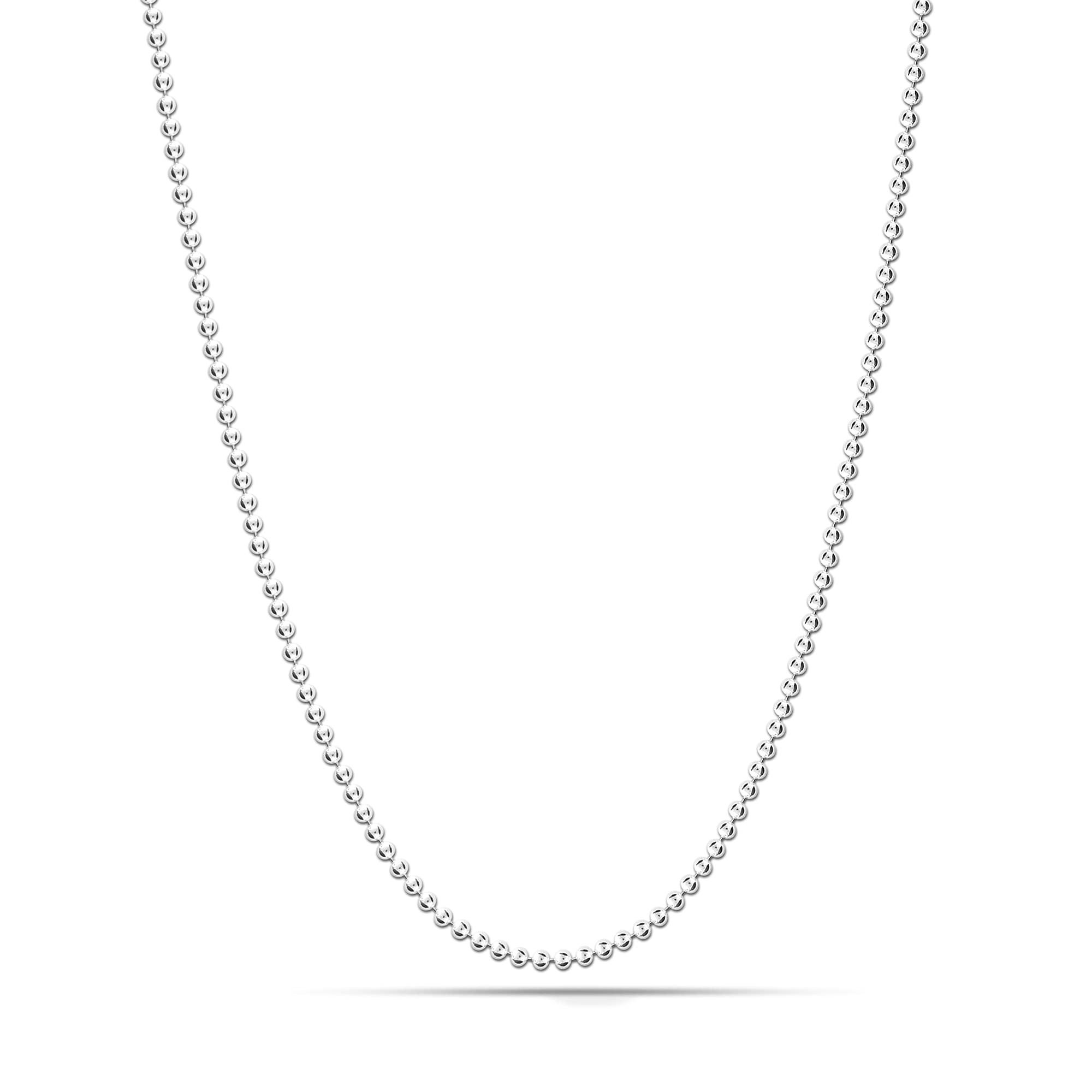 925 Sterling Silver Italian Adjustable Ball Chain Necklace for Women 61 CM