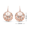 925 Sterling Silver Diamond-Cut Filigree Rose-Gold-Plated Drop Dangler Earring for Women Girl