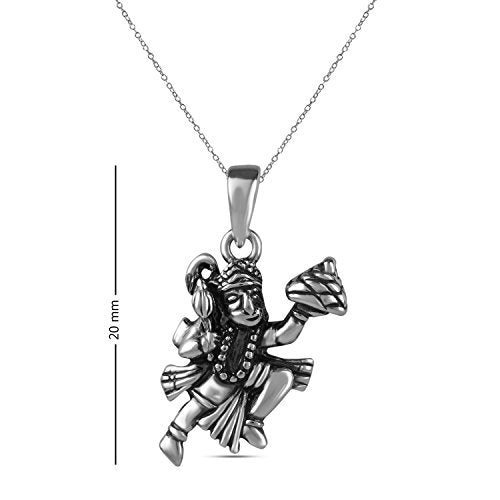 925 Sterling Silver Antique Lord Hanuman Pendant Necklace for Men and Boys