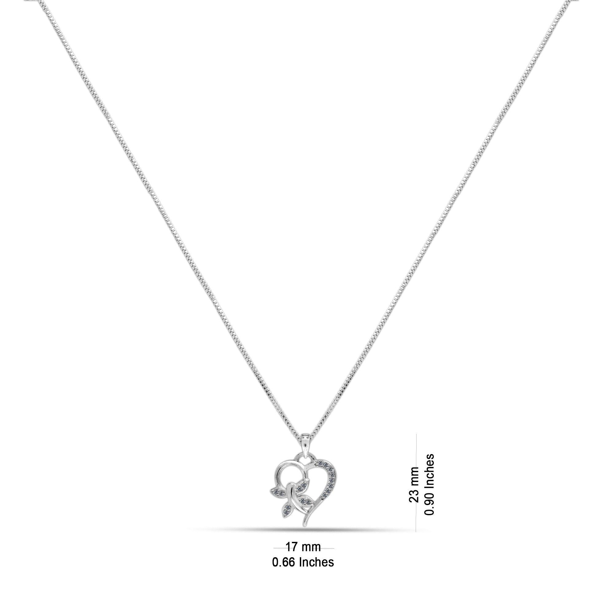 925 Sterling Silver CZ Heart Necklace for Girls and Women