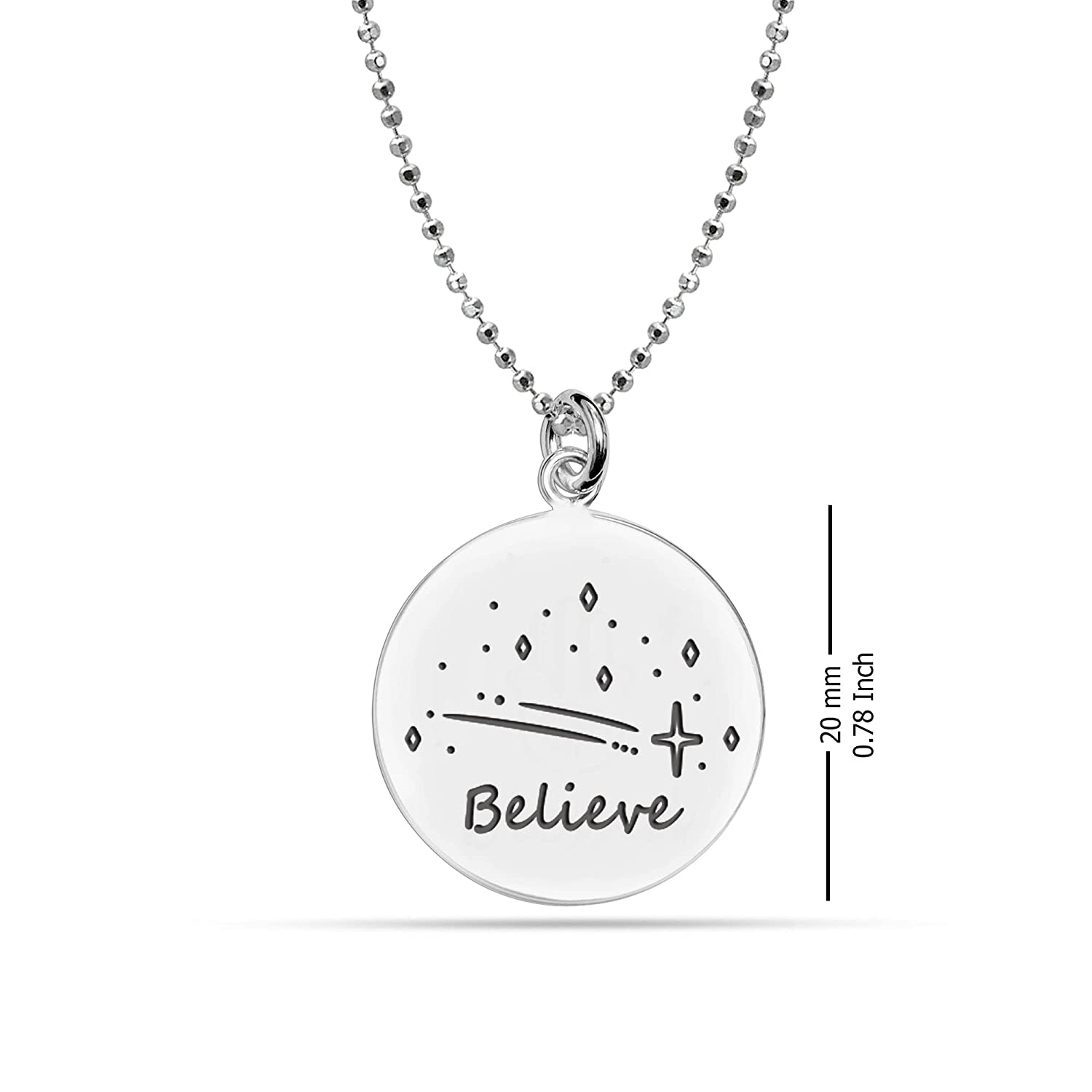 925 Sterling Silver Believe Inspirational Necklace for Women Teen