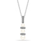 925 Sterling Silver Hanging Pearl with CZ Bar Necklace for Women and Girls