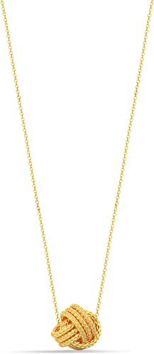 925 Sterling Silver Yellow Gold-Plated Diamond-Cut Love Knot Pendant Necklace for Women Teen