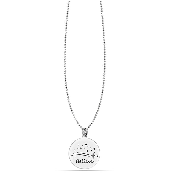 925 Sterling Silver Believe Inspirational Necklace for Women Teen