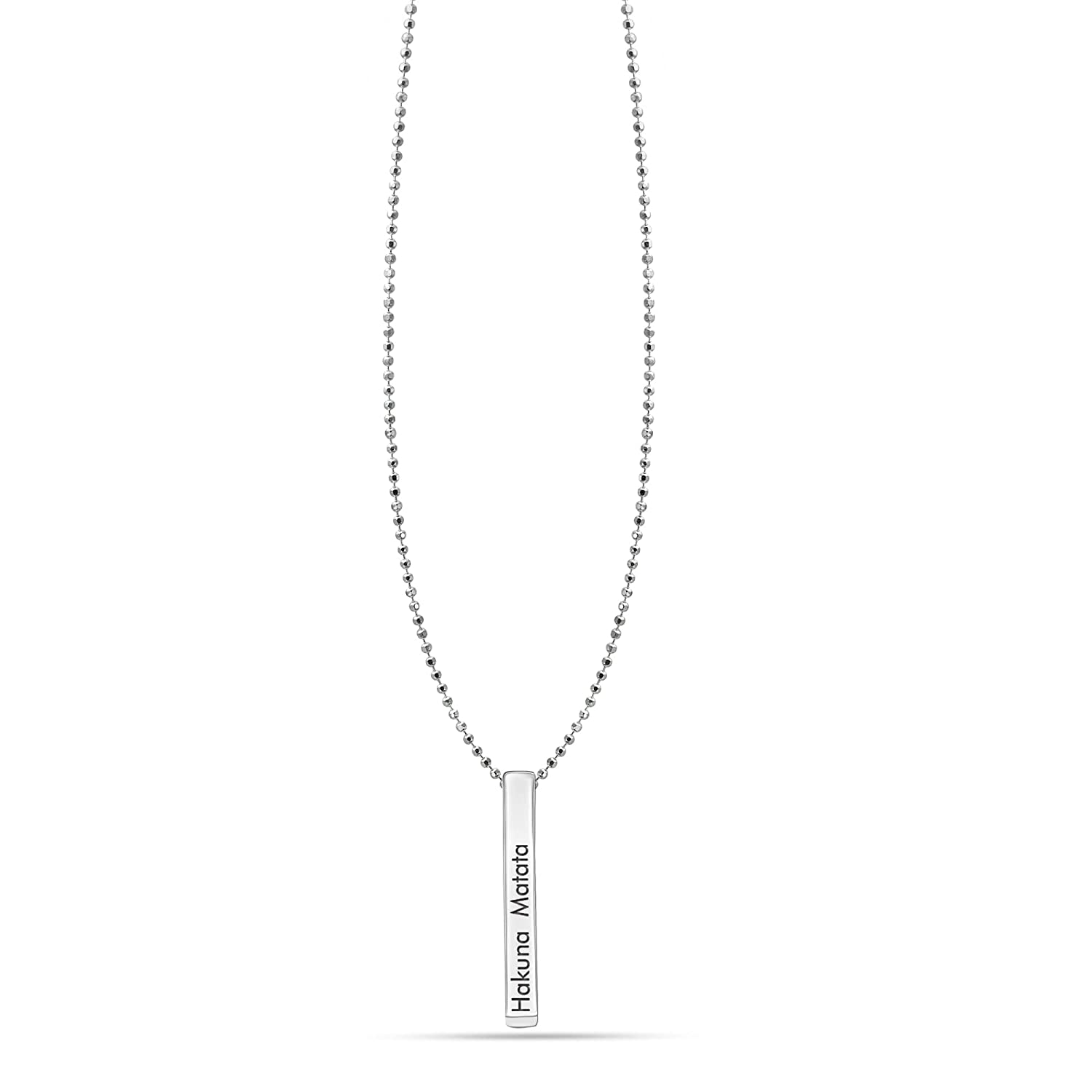 925 Sterling Silver Hakuna Matata Dimensional 3D Bar Necklace for Women & Girls