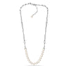 925 Sterling Silver Paperclip Link Pearl Necklace for Women and Girls