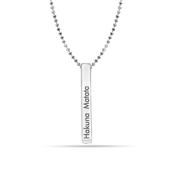 925 Sterling Silver Hakuna Matata Dimensional 3D Bar Necklace for Women & Girls