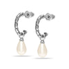 925 Sterling Silver Oval Pearl Antique C Hoop Earring for Women