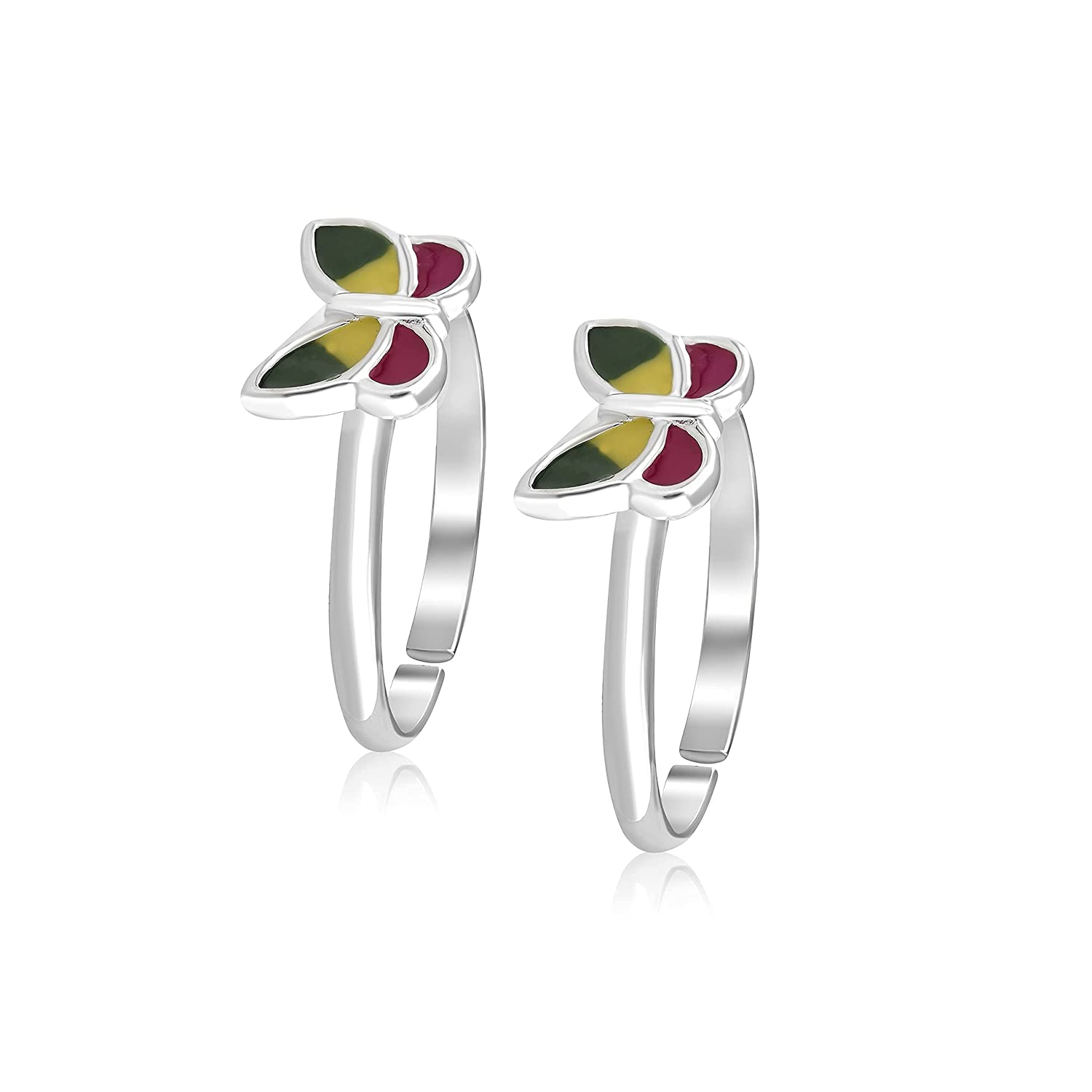 925 Sterling Silver Enamel Butterfly Toerings for Women