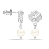 925 Sterling Silver Freshwater Pearl Love Knot Drop Hypoallergenic Stud Earring for Women